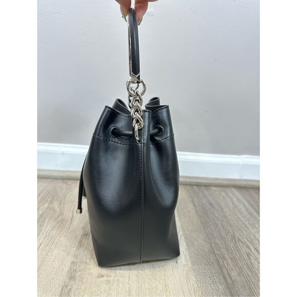 JIMMY CHOO Bon Bon Bucket Black Soft Shiny Smooth Calf Leather Bucket Bag $1750 - Picture 6 of 15